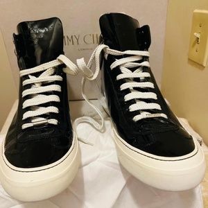 Jimmy Choo Argyle Men's Patent Leather High-Top Sneaker